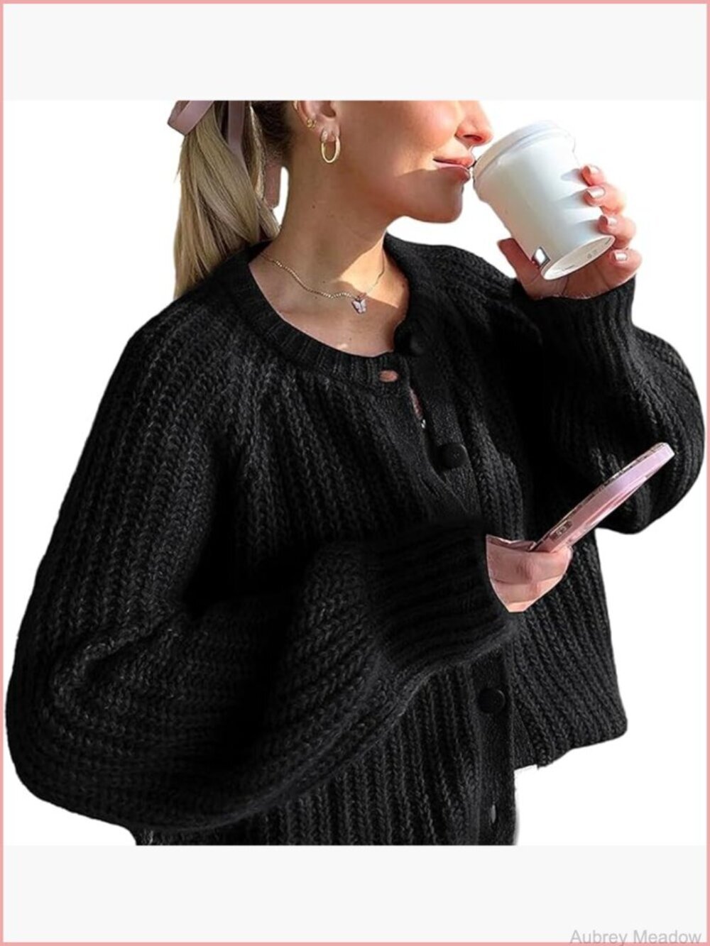 Chunky Long Sleeve Cardigan Sweater Button Down Open Front Knitwear
